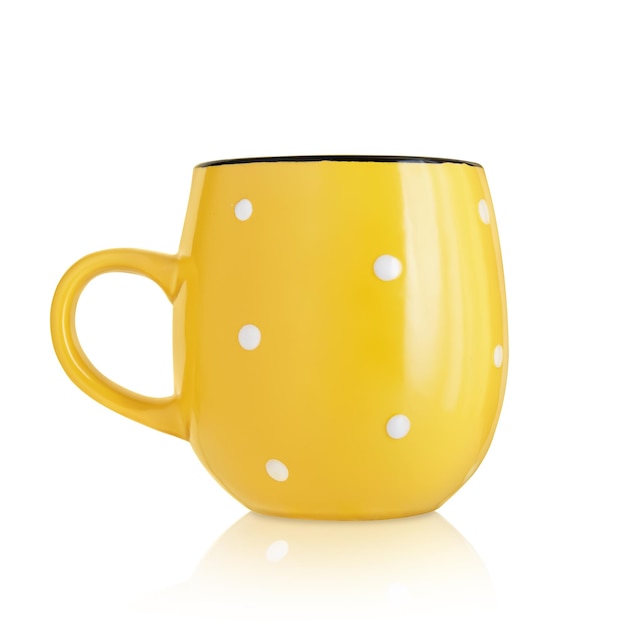 Kubek ceramiczny Kubek ceramiczny z wzorem na białym tle Kubek z uchwytem Żółty kubek