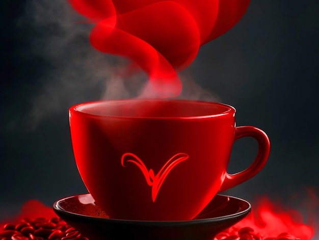 kubek kawy czerwony twardy na dół czerwony dym bezpłatny pobieranie obrazu