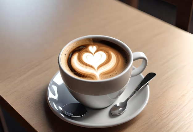 kubek latte z narysowanym na nim sercem