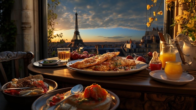 Kuchnia francuskaFrancuski omlet na tle Paryża