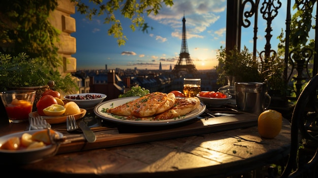 Kuchnia francuskaFrancuski omlet na tle Paryża