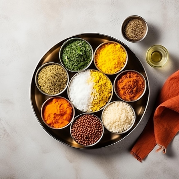 Kuchnia indyjska, płasko układane przyprawy curry i ryż