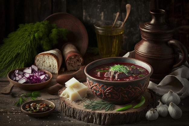 Kuchnia rosyjska z produktami rosyjskimi obiad i kuchnia narodowa Jedzenie i odżywianie smaczny zestaw pysznych potraw Tradycyjna autentyczna przekąska i obfity posiłek różne potrawy