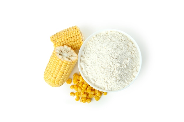 Kukurydza I Mąka Na Białym Tle