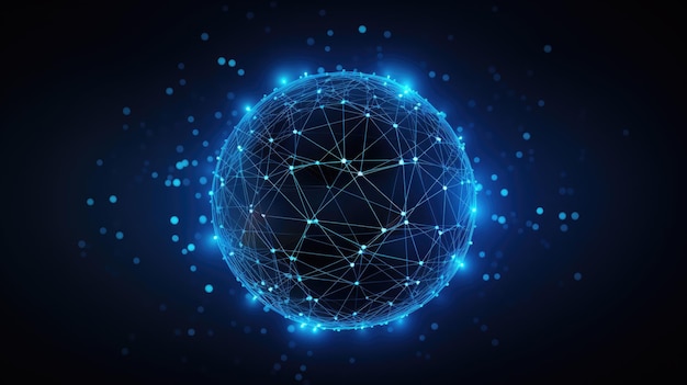 Kula z połączonymi liniami Globalne tło technologiczne Utworzono za pomocą technologii Generative AI