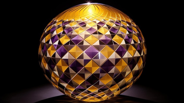 Zdjęcie kula z wzorem w romby w odcieniach żółci i fioletu