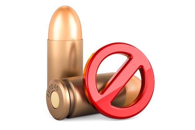 Zdjęcie kula z zakazanym symbolem. 3d wyizolowany na białym tle