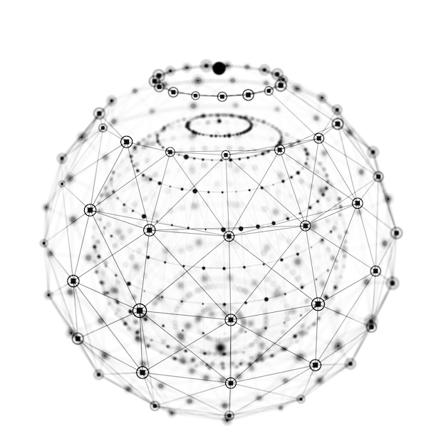 Kula Złożona Z Punktów I Linii Struktura Połączenia Sieciowego Wizualizacja Big Data Rendering 3d