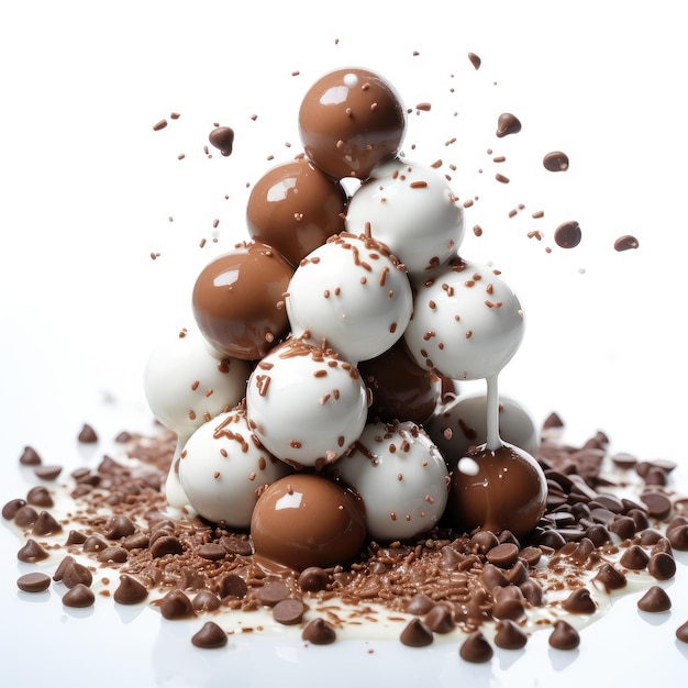 Kulki cukierkowe z mleka i białej czekolady Słodkość cukiernicza Generatywna sztuczna inteligencja