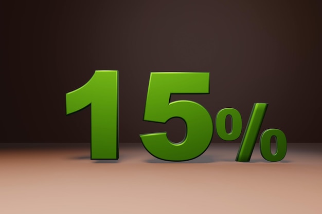 Kup marketing promocyjny 15 procent zniżki korzystna oferta pożyczki zielony tekst numer renderowania 3d