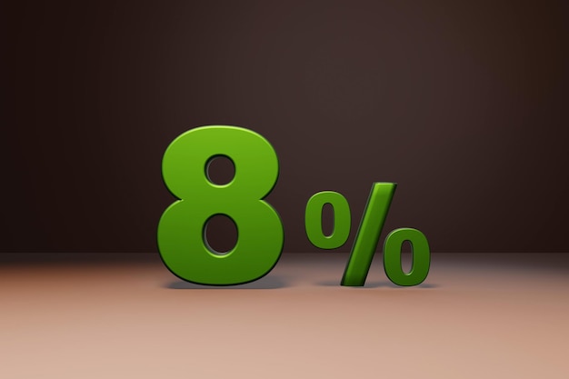 Kup marketing promocyjny 8 procent zniżki korzystna oferta pożyczki zielony tekst numer renderowania 3d