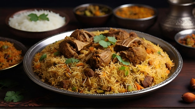 Zdjęcie kurczak biryani na talerzu