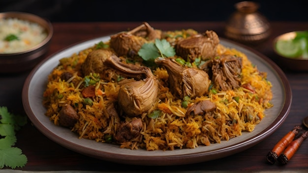 Zdjęcie kurczak biryani na talerzu