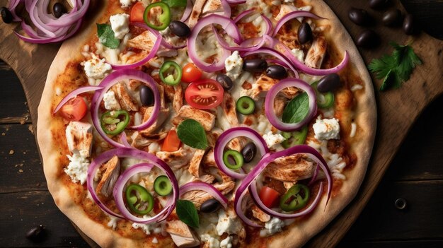 Kurczak Gyro Pizza jalapeno pieprz czarne oliwki