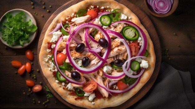 Kurczak Gyro Pizza jalapeno pieprz czarne oliwki