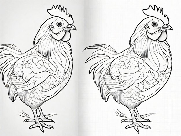 Zdjęcie kurczak ręcznie rysowane ilustracja konturowa