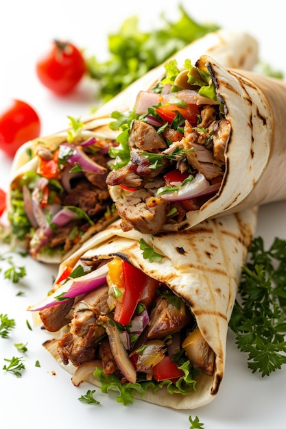 Kurczak Shawarma Wrap z świeżymi warzywami