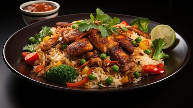 kurczak smażony ryż jedzenie profesjonalna fotografia Generative Ai