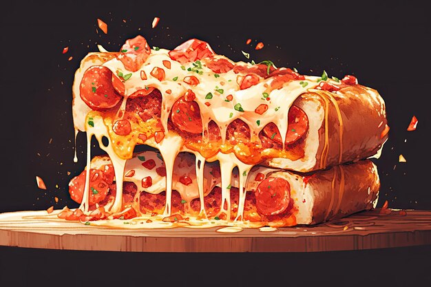 Kusząca ilustracja pizzy Pepperoni Aromatyczne połączenie topniejącego sera i pikantnej pepperoni