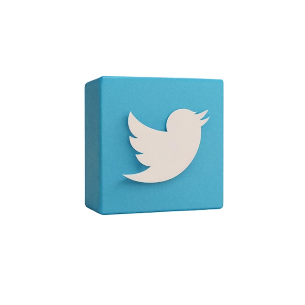 Kwadrat 3D z logo Twittera