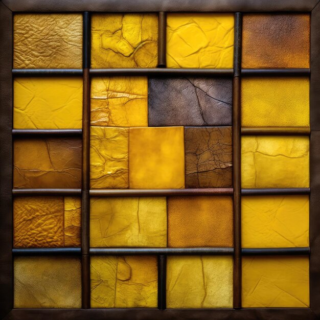 Kwadrat żółtych i brązowych kwadratów