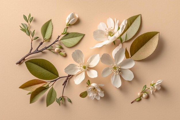 Kwadratowa naturalna wiosenna rama kwitnących wiśni lub jabłek na tle miejsca na tekst