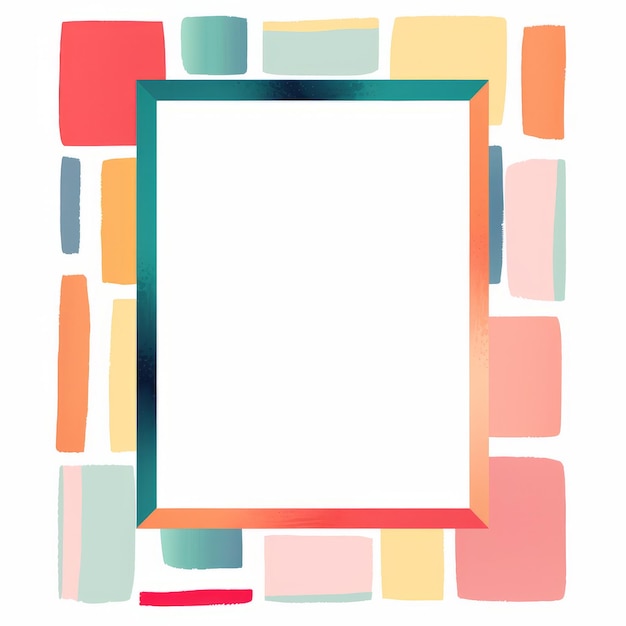 kwadratowa ramka z kolorowymi kwadratami na białym tle