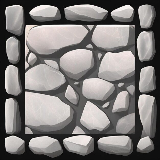 Kwadratowy kamień interfejs panel gry ściana granitowa naturalne tło generatywne AI