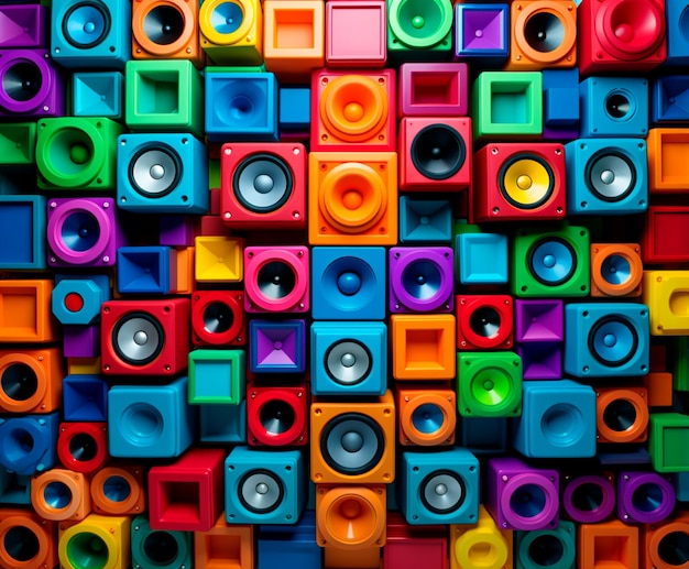 Zdjęcie kwadratowy wzór kolorowych głośników