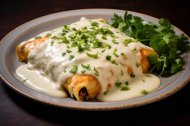 Kwaśna śmietana Enchiladas Meksykańskie Jedzenie