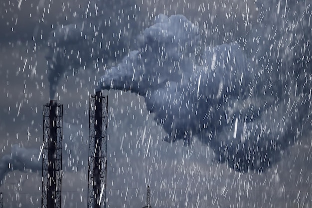 kwaśne deszcze przemysł natura zanieczyszczenie ślad węglowy tło