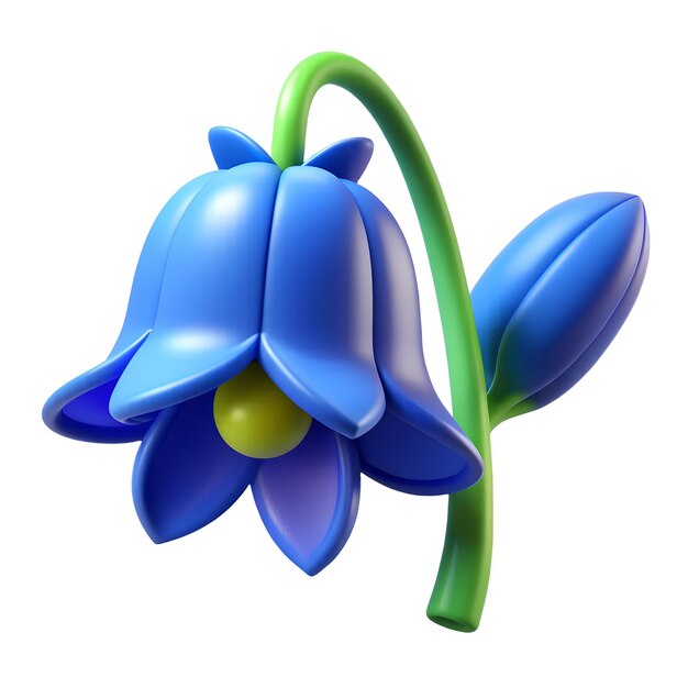 Zdjęcie kwiat bluebell i pączek 3d ikona