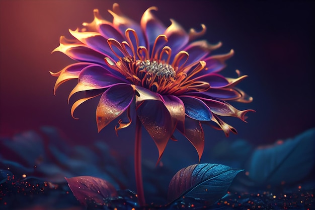 Kwiat fantasy stworzony za pomocą generatywnej sztucznej inteligencji