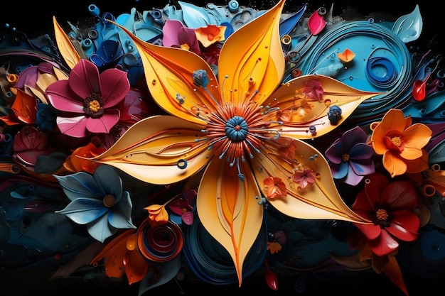 kwiat graffiti sztuka realistyczne tło kwiatowy