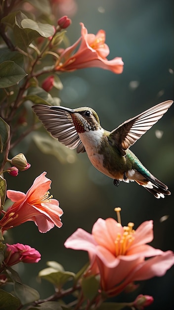 Kwiat i kolibri ai stworzony