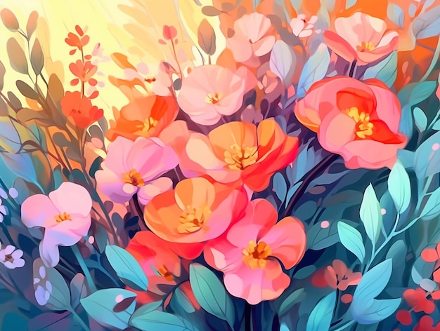 Kwiat Kwiatowy Tło Tapeta w Kolorze Vintage