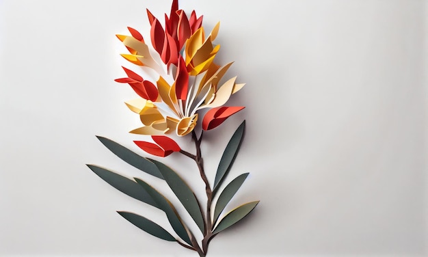 Kwiat łapy kangura wykonany z papieru rzemieślniczego Generative AI