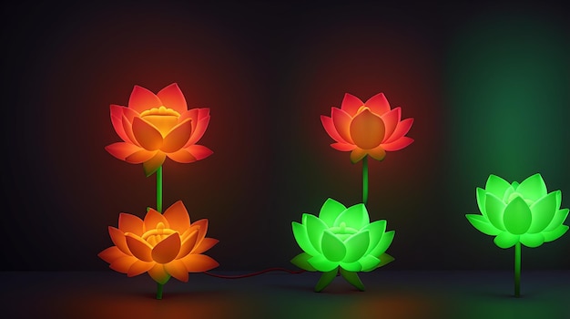 Kwiat lotosu Neonowe kolory Wyprodukowano Ai
