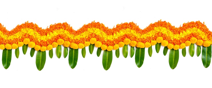 Kwiat nagietka rangoli Design na festiwal Diwali, dekoracja kwiatowa na indyjski festiwal