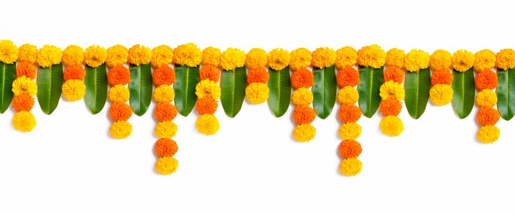 Kwiat nagietka rangoli Design na festiwal Diwali, dekoracja kwiatowa na indyjski festiwal