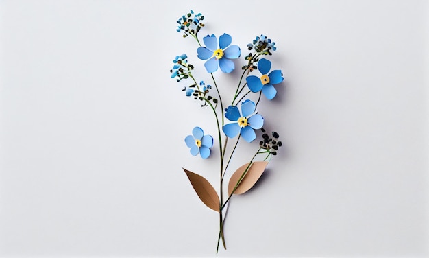 Kwiat niezapominajki wykonany z papieru rzemieślniczego Generative AI