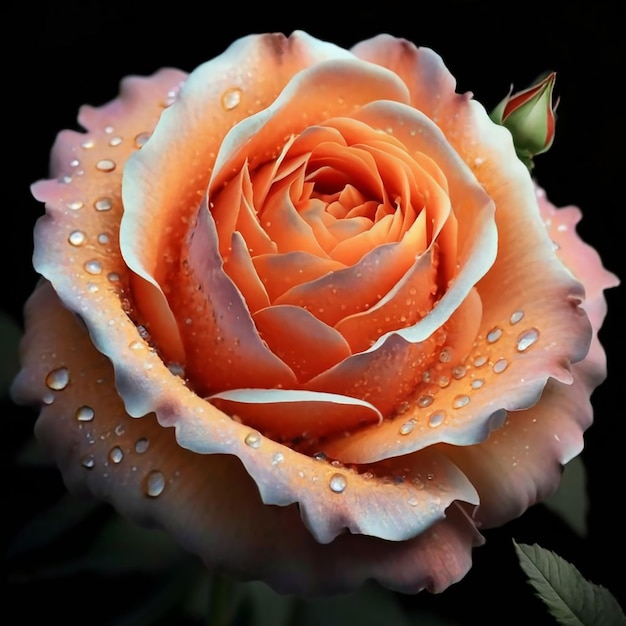 Kwiat róży abstrakcyjny czerwony biały różowy mokry obraz róży