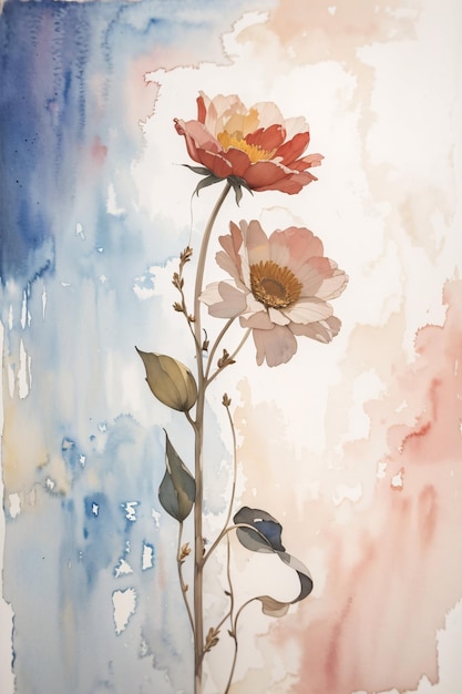 Kwiat tła akwarela ilustracja botaniczna sezon wiosenny