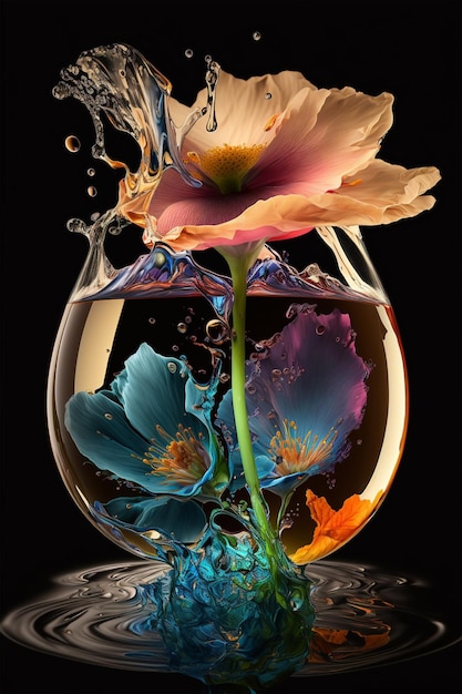 Zdjęcie kwiat w szklance wody