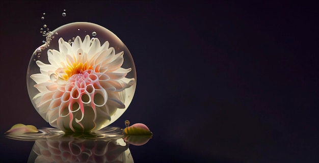 Kwiat w szklance ze szklanką w tle