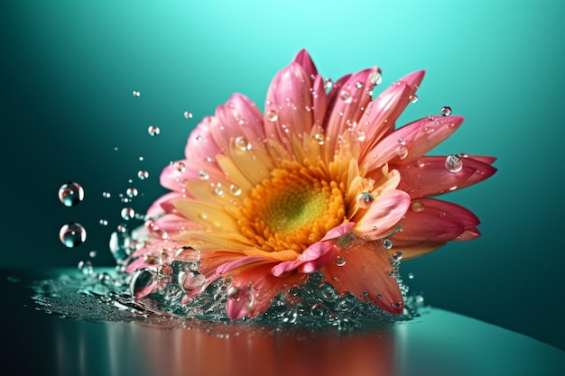 Kwiat w wodzie z odrobiną wody