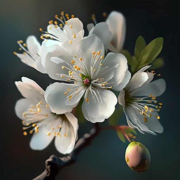 Kwiat wiśni sakura białe kwiaty