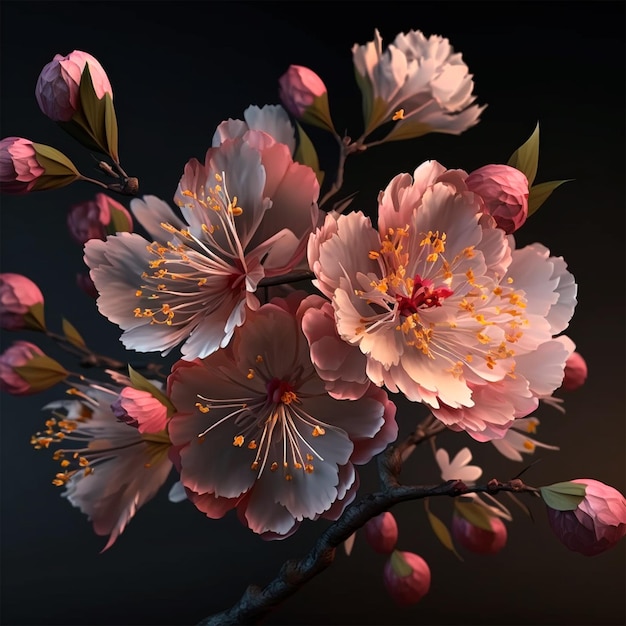 Kwiat wiśni sakura różowe kwiaty