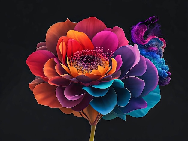 Kwiat wykonany w całości z kolorowego dymu