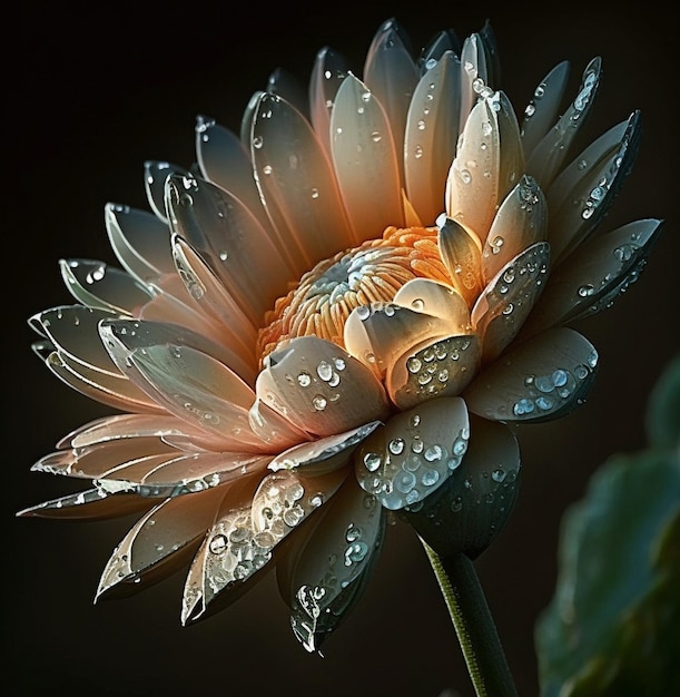 Zdjęcie kwiat z kroplami wody na nim